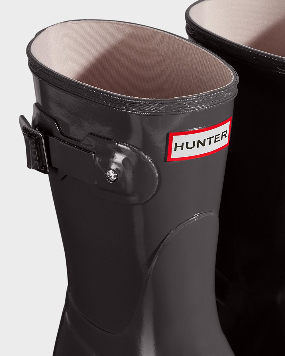 Womens Short Rain Boots - Hunter Original Gloss (95JHKBGUI) - Grey